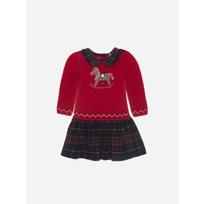 PATACHOU DRESS NEWBORN TARTAN-RED