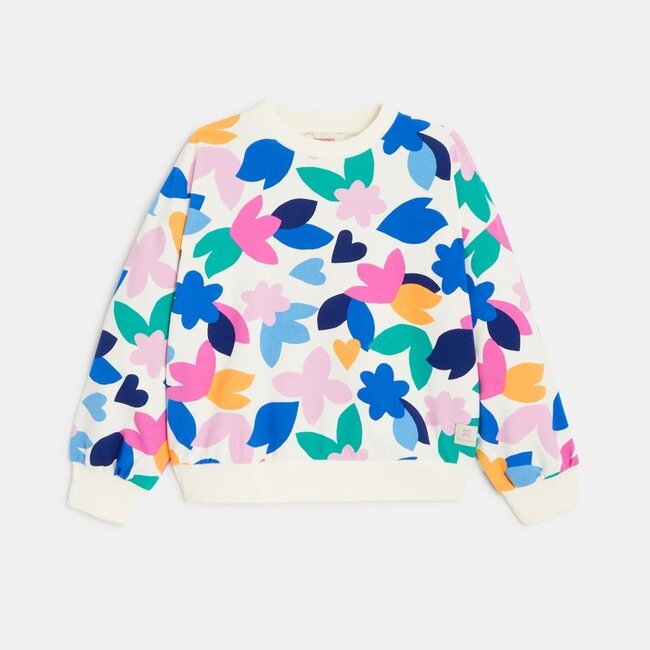 CATIMINI Girl's fleece sweatshirt inspired by white floral paper cut