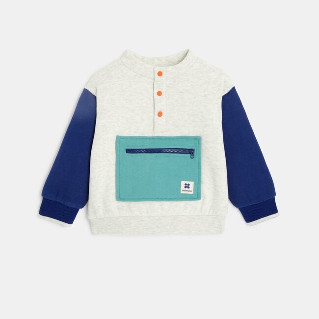 CATIMINI Baby boys' gray colorblock fleece sweatshirt