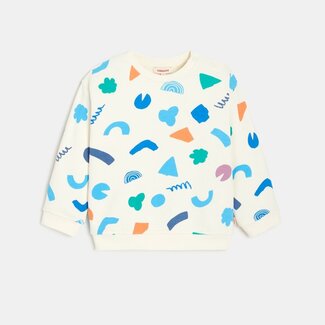CATIMINI Baby boys' white fleece sweatshirt with geometric patterns