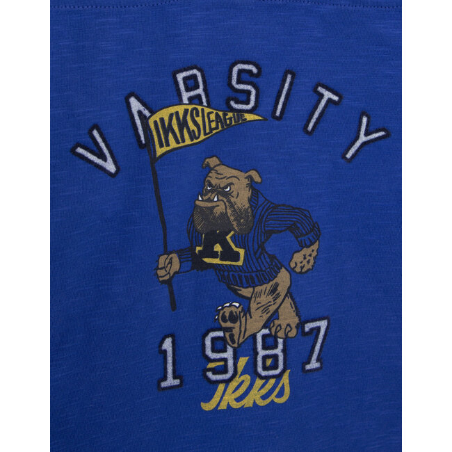 IKKS BOYS’ ELECTRIC BLUE BULLDOG IMAGE ORGANIC COTTON T-SHIRT