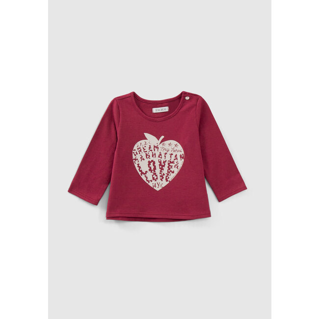 IKKS BABY GIRLS’ BURGUNDY HEART-APPLE ORGANIC COTTON T-SHIRT