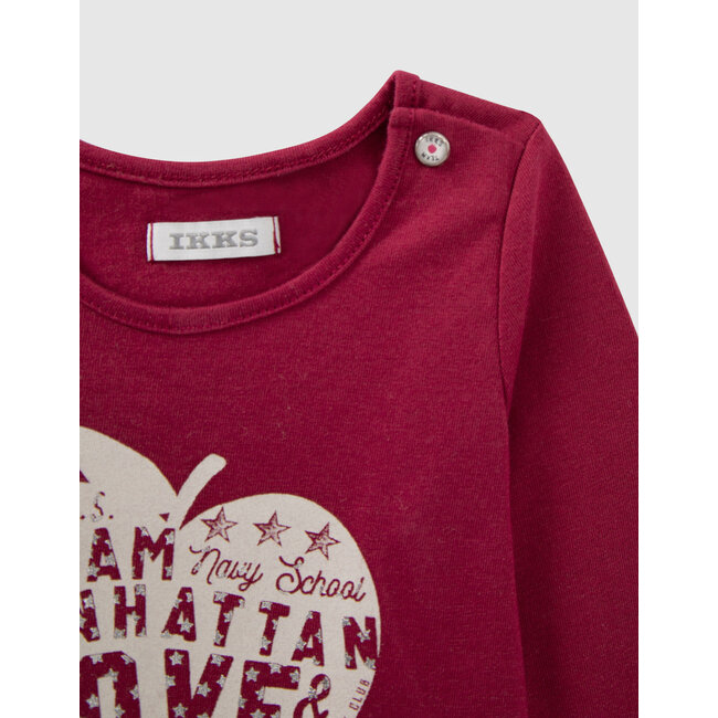 IKKS BABY GIRLS’ BURGUNDY HEART-APPLE ORGANIC COTTON T-SHIRT
