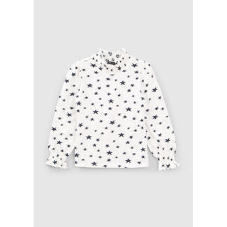 IKKS GIRLS’ OFF-WHITE T-SHIRT WITH ALL-OVER STAR JACQUARD
