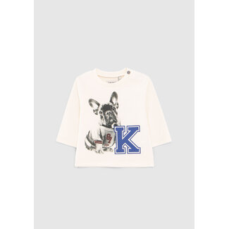 IKKS BABY BOYS’ ECRU DOG IMAGE ORGANIC COTTON T-SHIRT