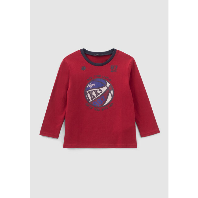 IKKS BOYS’ BURGUNDY REVERSIBLE SEQUIN BASKETBALL T-SHIRT