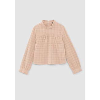 IKKS GIRLS’ PINK WAFFLE BLOUSE WITH TULLE COLLAR
