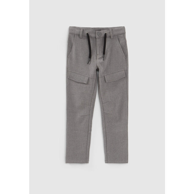 IKKS BOYS’ GREY BAGGY TROUSERS WITH COMBAT POCKETS