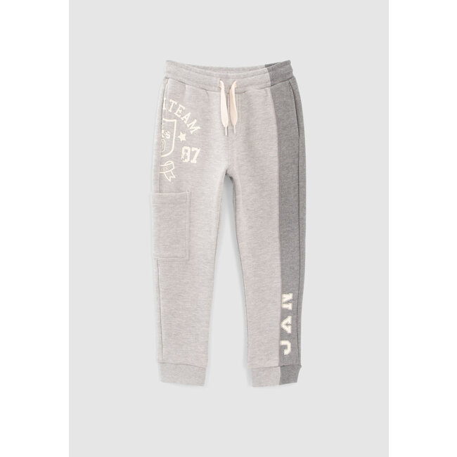 IKKS BOYS’ GREY COMBAT-STYLE JOGGERS WITH DARK GREY BAND