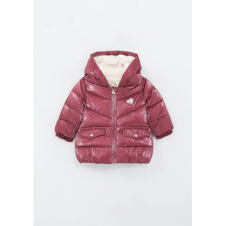 IKKS BABY GIRLS’ METALLIC BURGUNDY HOODED PADDED JACKET