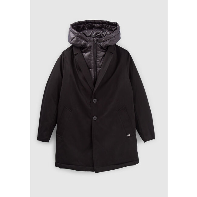 IKKS BOYS’ BLACK COAT WITH PADDED JACKET FACING