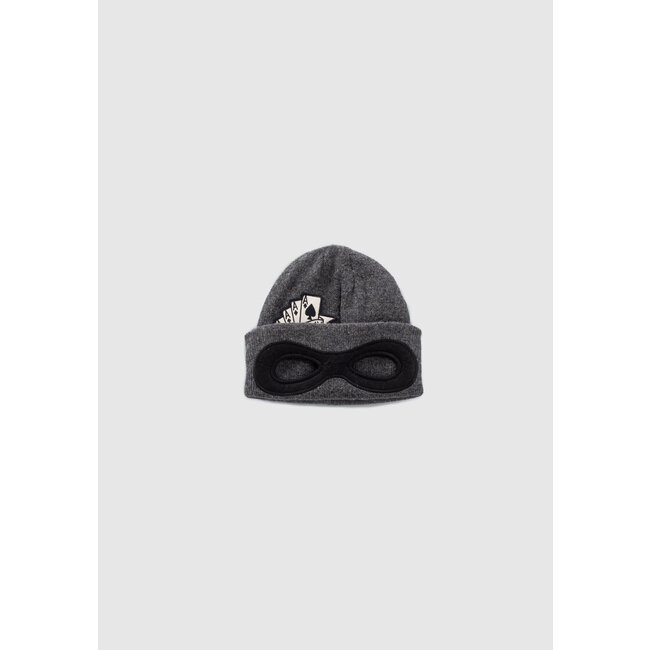 IKKS BOYS’ GREY KNIT BEANIE WITH MASK CUT-OUT