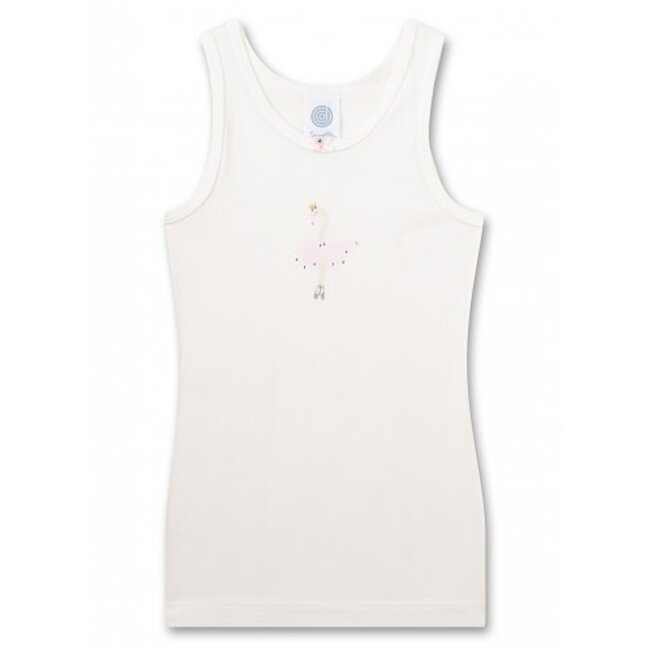 SANETTA Girls shirt w/o sleeeves allover white pebble