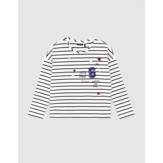 IKKS GIRLS’ OFF-WHITE EMBROIDERED SAILOR STRIPE T-SHIRT