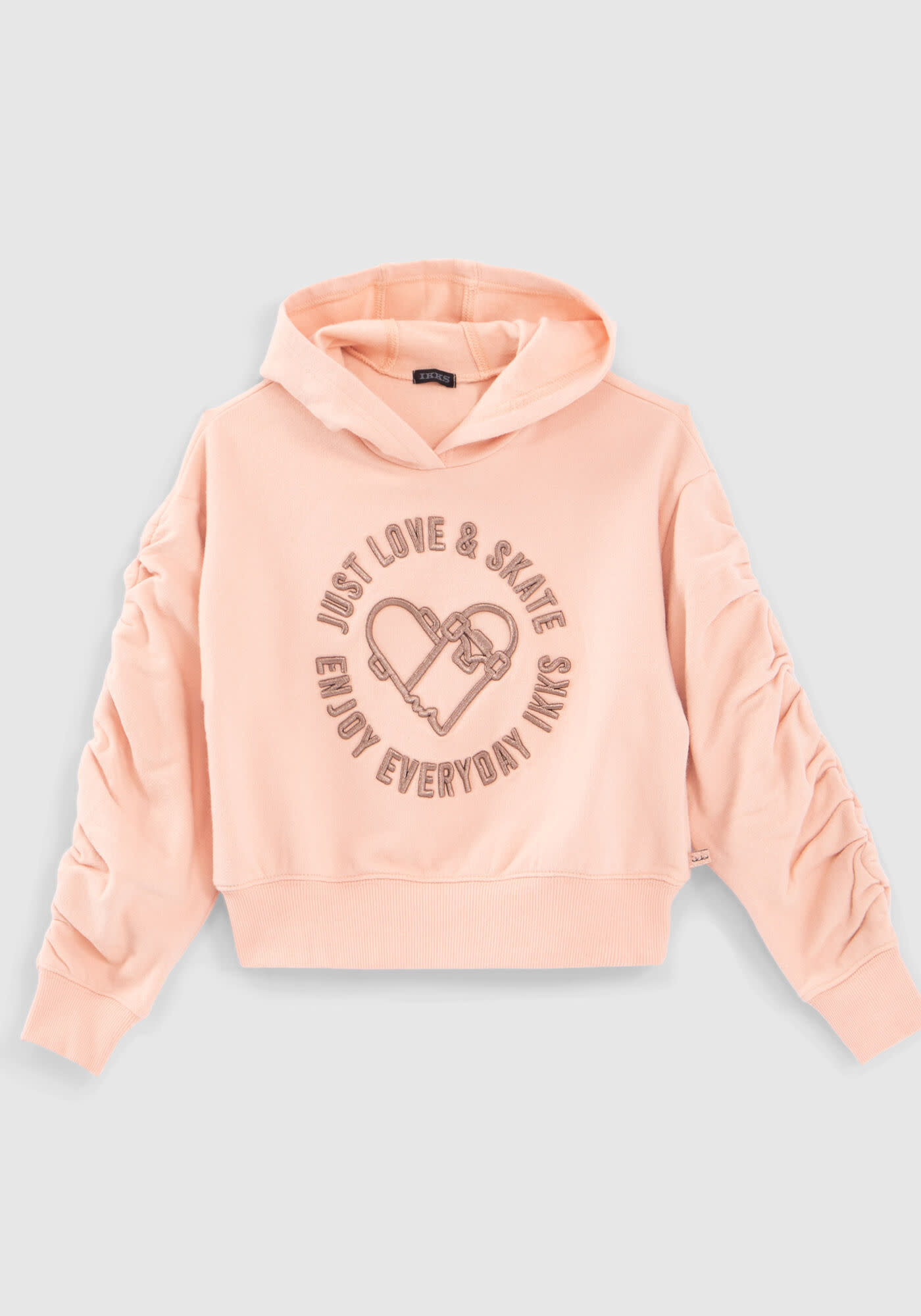 GIRLS KHAKI HOODIE WITH GATHERED CUFFS IKKS Canada Kidz Global Apparel Ltd