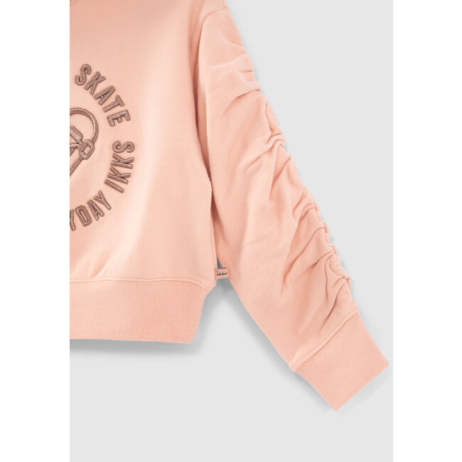 IKKS GIRLS’ KHAKI HOODIE WITH GATHERED CUFFS