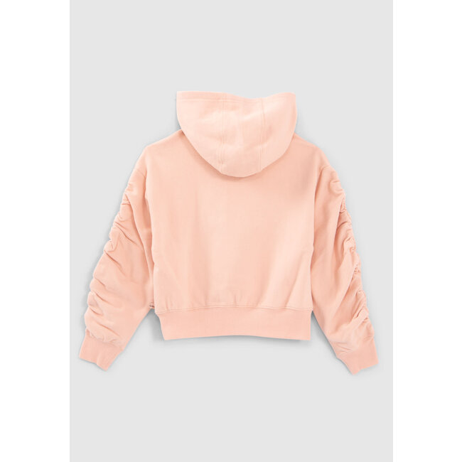 IKKS GIRLS’ KHAKI HOODIE WITH GATHERED CUFFS