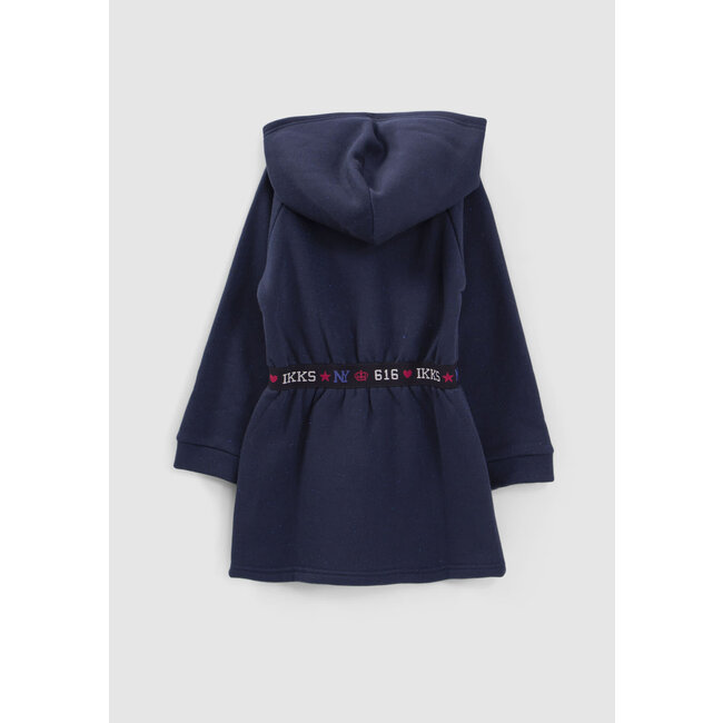 IKKS GIRLS’ NAVY GLITTERY HOODED SWEATSHIRT DRESS