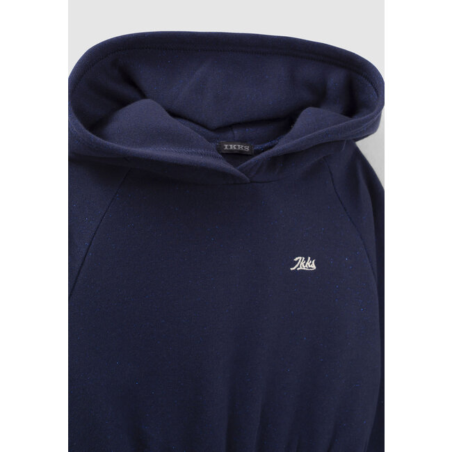 IKKS GIRLS’ NAVY GLITTERY HOODED SWEATSHIRT DRESS