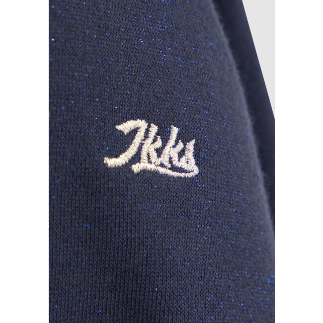 IKKS GIRLS’ NAVY GLITTERY HOODED SWEATSHIRT DRESS
