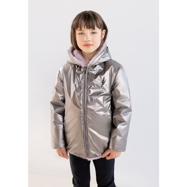 GIRLS' 3-IN-1 KHAKI FURRY PARKA AND REVERSIBLE JACKET | IKKS