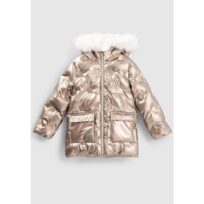 IKKS GIRLS’ CHAMPAGNE PADDED JACKET, HEAT-SEALED STAR MOTIFS