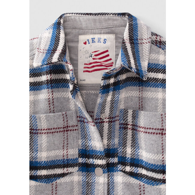 IKKS GIRLS’ GREY, BLUE, BLACK, ECRU CHECK COAT