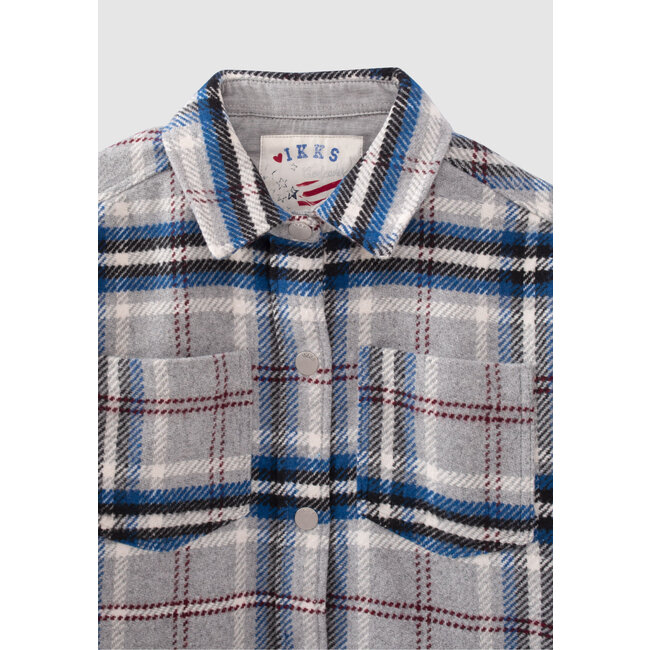 IKKS GIRLS’ GREY, BLUE, BLACK, ECRU CHECK COAT