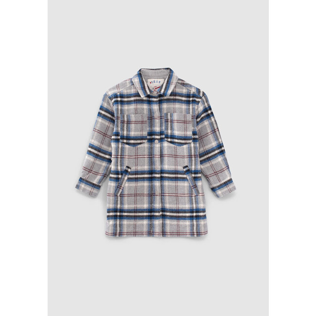 IKKS GIRLS’ GREY, BLUE, BLACK, ECRU CHECK COAT