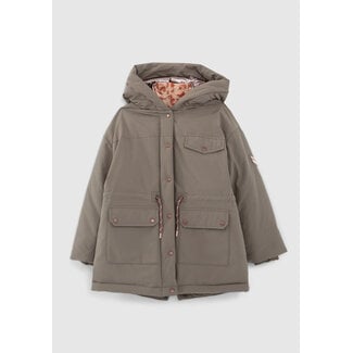 IKKS GIRLS’ 3-IN-1 KHAKI FURRY PARKA AND REVERSIBLE JACKET