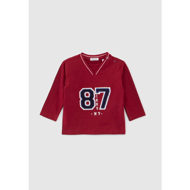 IKKS BABY BOYS’ RED BOUCLETTE XL LETTERS ORGANIC T-SHIRT