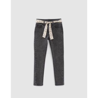 IKKS GIRLS’ GREY SKINNY JEANS WITH SCARF BELT