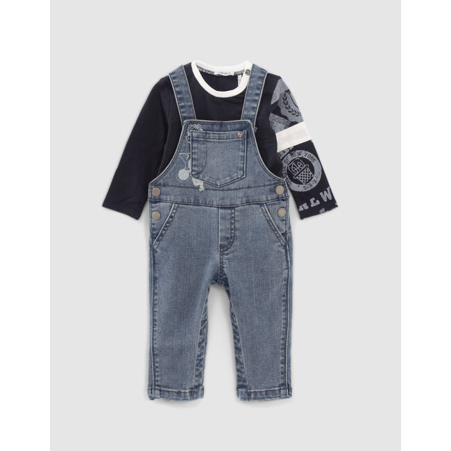 IKKS BABY BOYS’ DENIM DUNGAREES & T-SHIRT OUTFIT