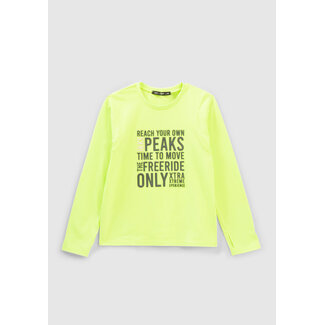 IKKS BOYS’ NEON GREEN RUBBER SLOGAN T-SHIRT