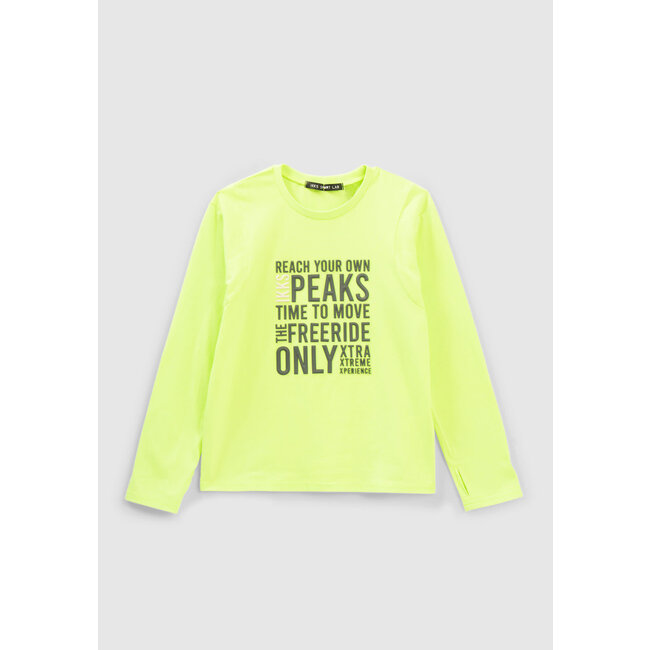 IKKS BOYS’ NEON GREEN RUBBER SLOGAN T-SHIRT