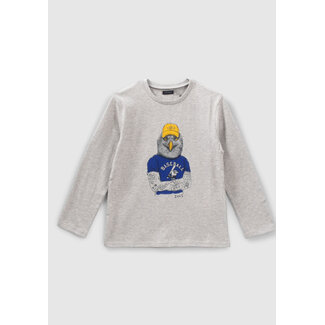 IKKS BOYS’ GREY T-SHIRT WITH AMERICAN EAGLE IMAGE