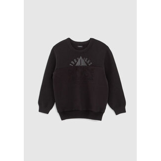 IKKS BOYS’ BLACK MIXED FABRIC SWEATER WITH EMBOSSED IMAGE