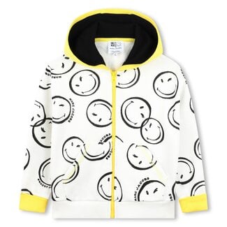 THE MARC JACOBS BOYS IVORY SMILEY ZIP UP HOODIE