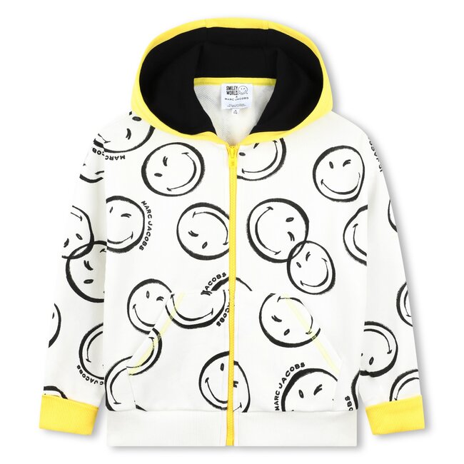 THE MARC JACOBS BOYS IVORY SMILEY ZIP UP HOODIE