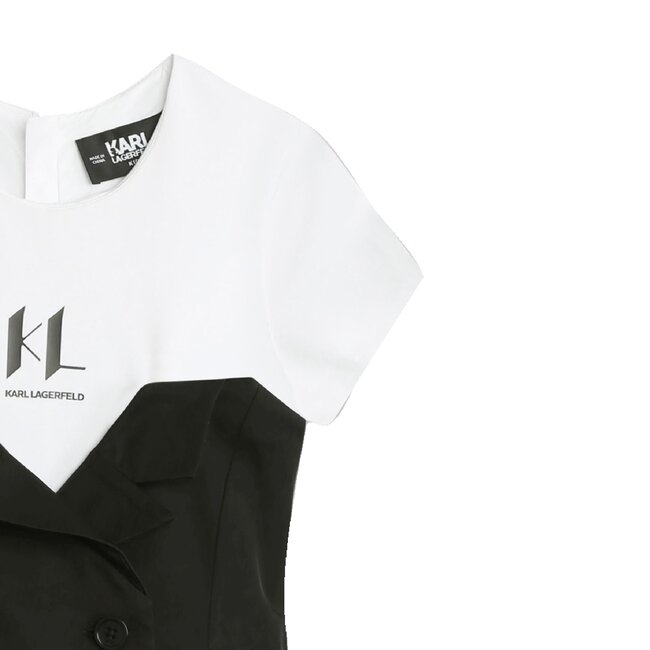KARL LAGERFELD GIRLS BLACK WHITE 2-IN-1 LOOK TULLE DRESS