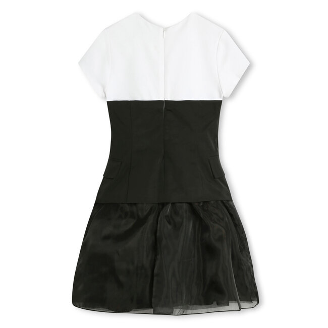 KARL LAGERFELD GIRLS BLACK WHITE 2-IN-1 LOOK TULLE DRESS