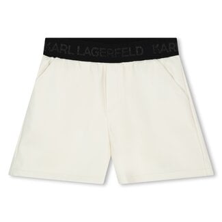 KARL LAGERFELD GIRLS OFF WHITE FAUX LEATHER SHORTS