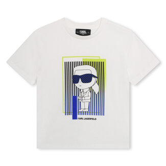 KARL LAGERFELD BOYS WHITE T-SHIRT W/ SEASONAL KARL ARTWORK PRINT