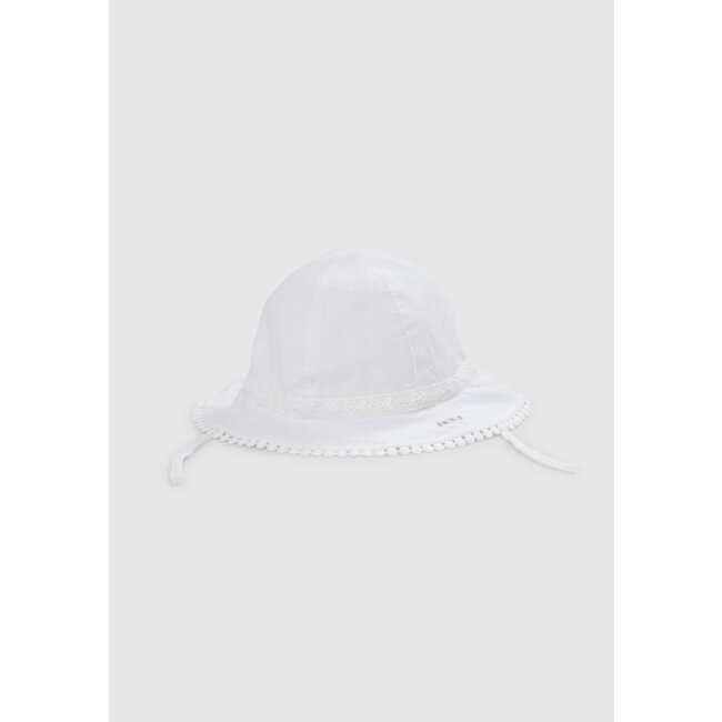 IKKS BABY GIRLS’ OFF-WHITE HAT WITH LACE BRAID