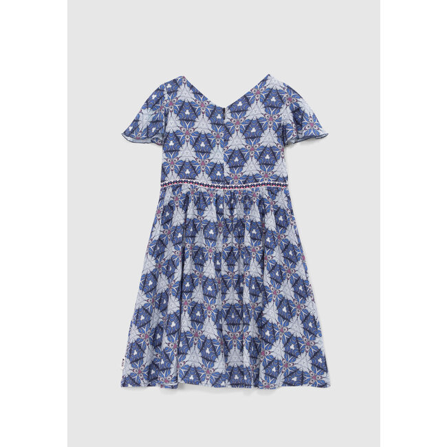 IKKS GIRLS' WHITE DRESS WITH GRAPHIC WAX PRINT