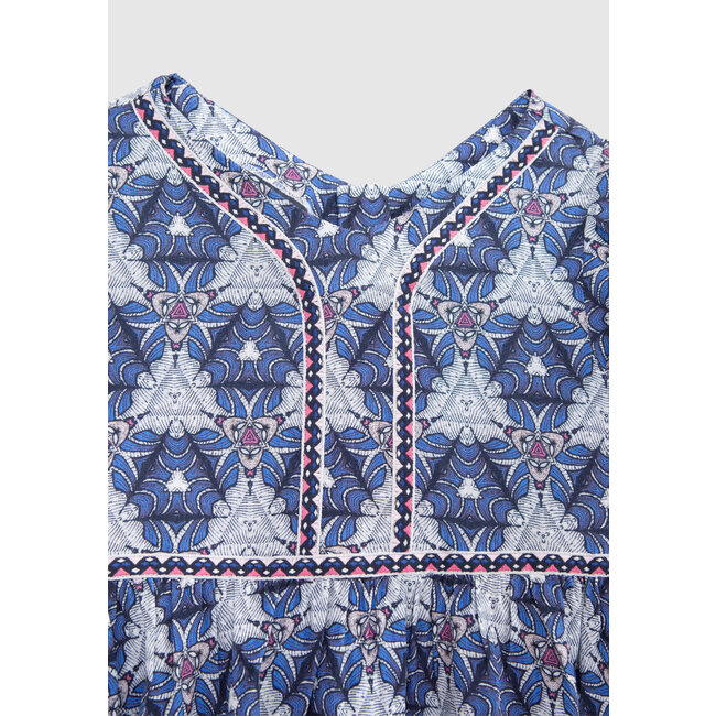 IKKS GIRLS' WHITE DRESS WITH GRAPHIC WAX PRINT