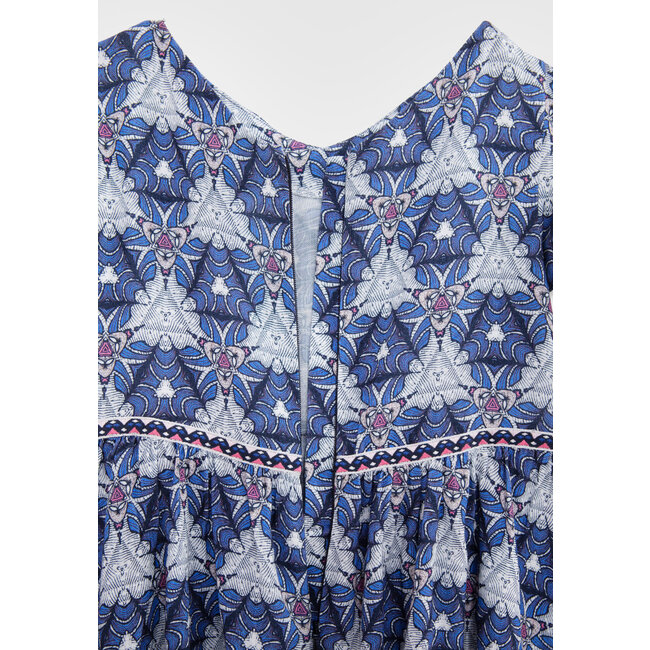 IKKS GIRLS' WHITE DRESS WITH GRAPHIC WAX PRINT
