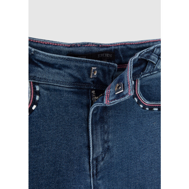IKKS GIRLS' BLUE WATERLESS MOM JEANS, ATEBA BRACELET EMBROIDERY