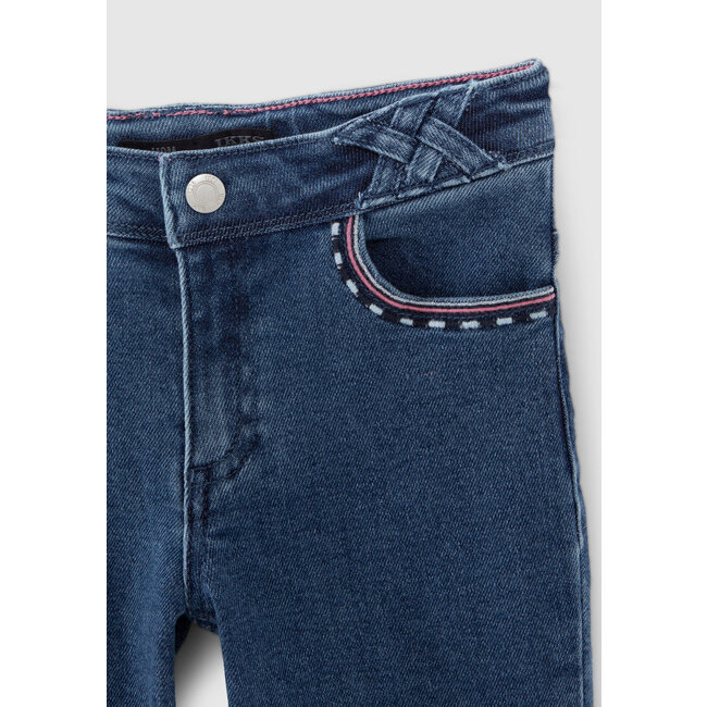 IKKS GIRLS' BLUE WATERLESS MOM JEANS, ATEBA BRACELET EMBROIDERY