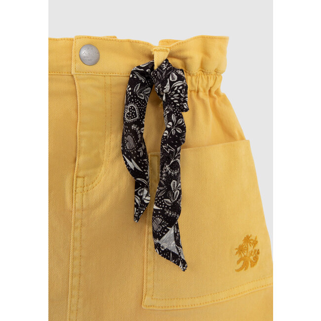 IKKS GIRLS' YELLOW DENIM SKIRT WITH ROCK JUNGLE PRINT SCARF